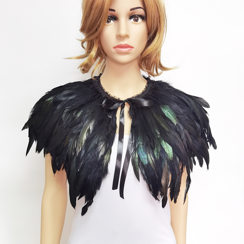 Cosplay Floating Prop - 3 Layer Gothic Feather Shawl Iridescent