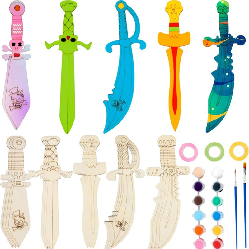 Wooden DIY Drawing Pirate Wood - đánh giá và giá Cosplay Prop Paint
