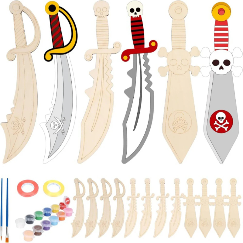 16pcs Kids Wooden Pirate Theme - đánh giá và giá Cosplay Prop Paint