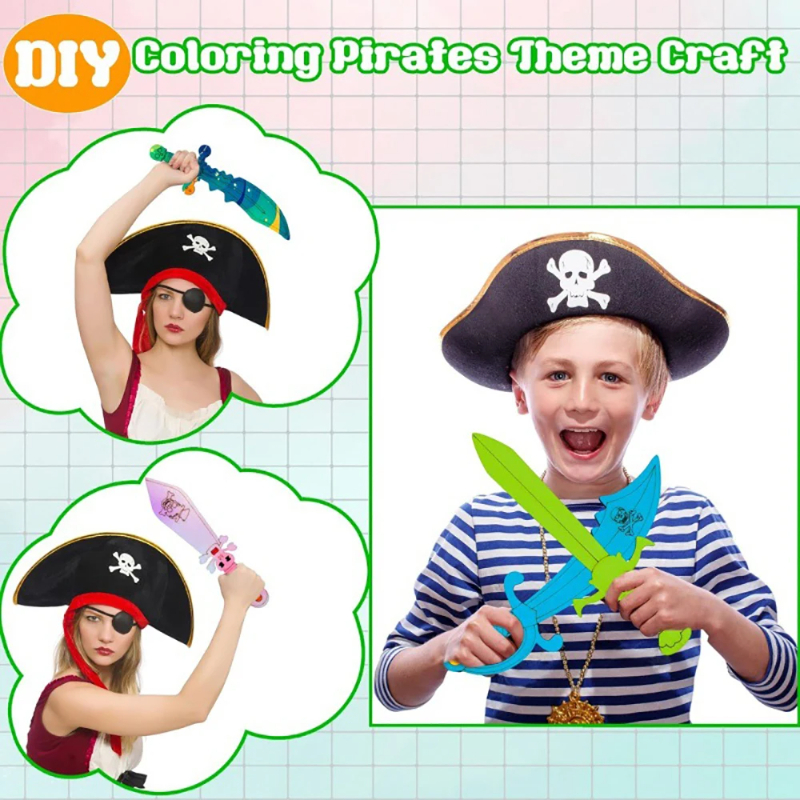16pcs Kids Wooden Pirate Theme - đánh giá và giá Cosplay Prop Paint